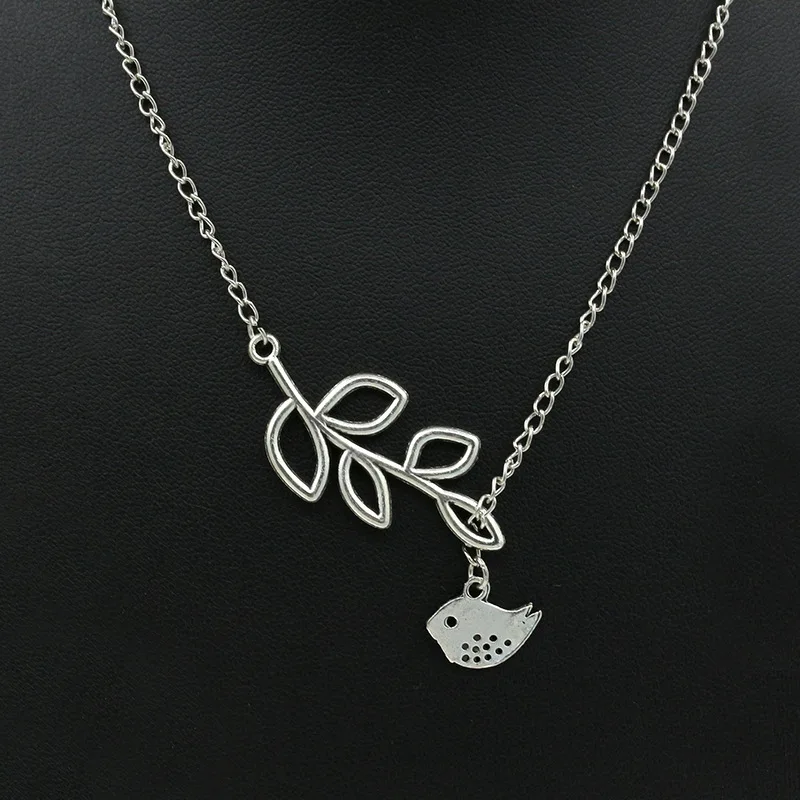 Посеребренные ожерелья с подвесками в виде полого листа и птиц подвеска листьями