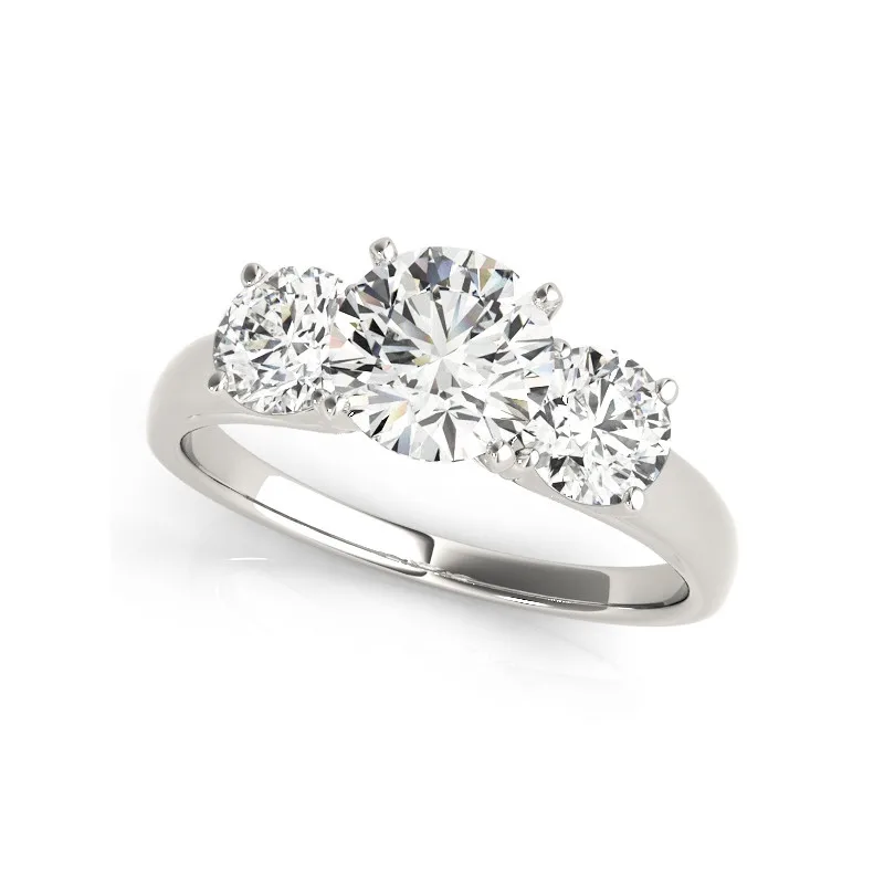 White Gold Color AINUOSHI 925 серебро белые золотые обручальные кольца 1ct круглый вырез три кольца камни принцесса юбилей ювелирные изделия - Цвет основного камня: White Gold Color