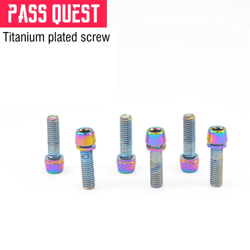 Pass Quest Титан-покрытием яркого цвета Горный Дорожный велосипед ручка винт m5* 18 мм 304 из нержавеющей стали 6 один пакет аксессуары винт