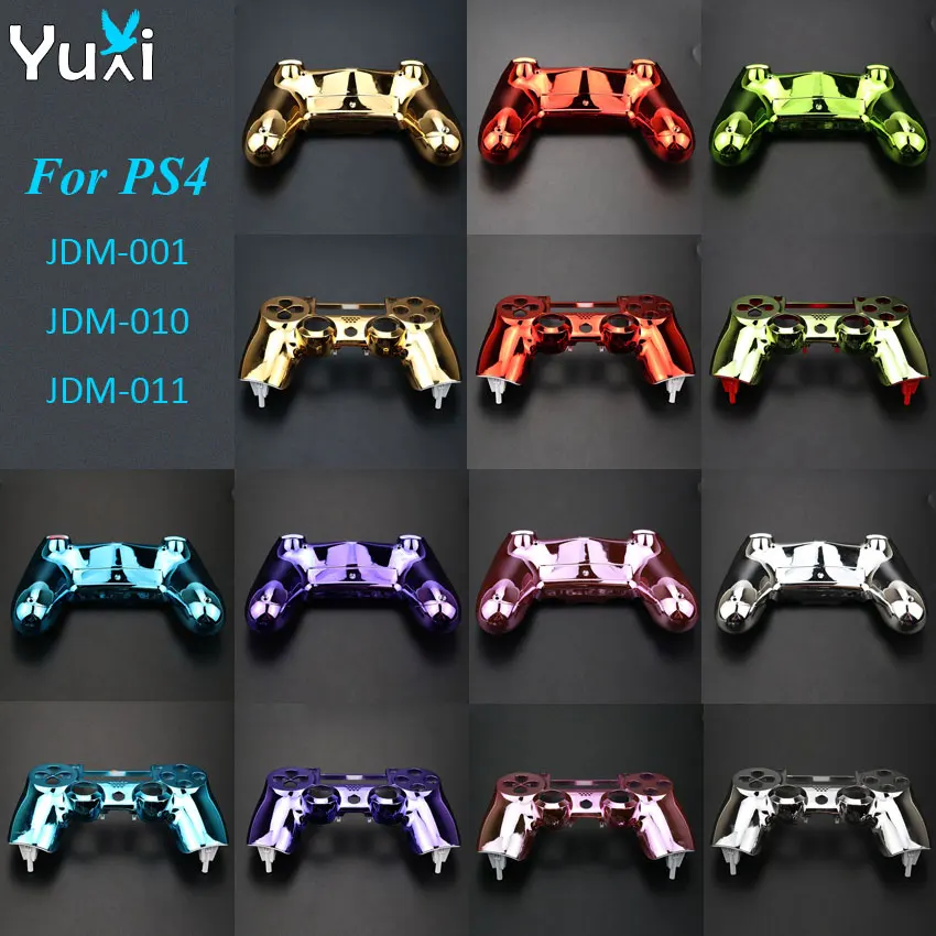

YuXi Chrome Case Front & back Upper Lower Cover Housing Shell for PS4 V1 old version JDM-001 Controller Gamepad Replacement