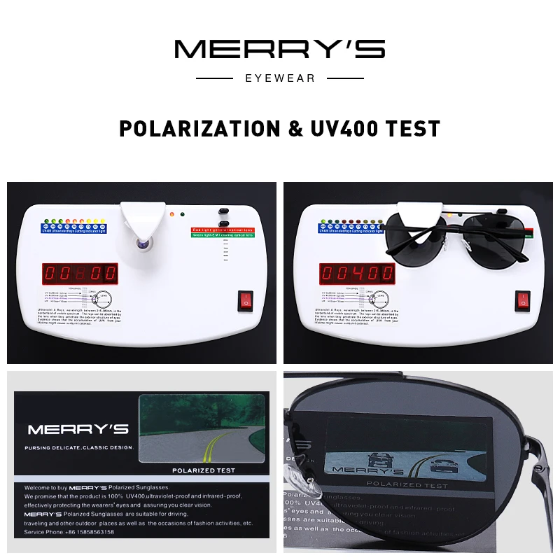 Мужские классические солнцезащитные очки MERRY'S поляризационные HD для вождения