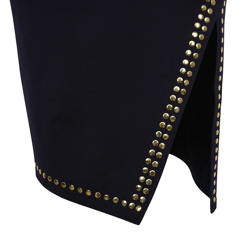 Женское вечернее платье-карандаш до колена с круглым вырезом без рукавов |