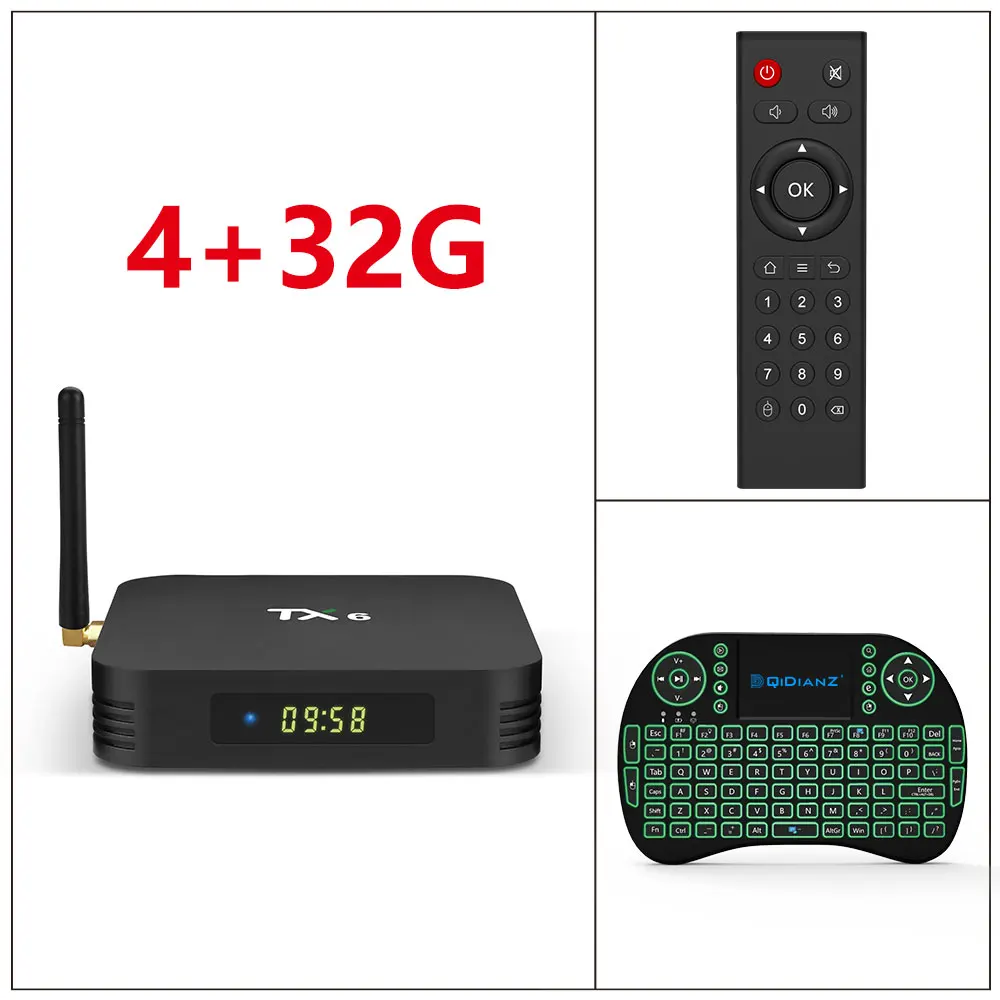 4G 32G add I8 ТВ-бокс Tanix TX6 Smart Android 9,0 4G 32G Allwinner H6 quad core 2,4G+ 5G Dual Wifi BT4.1 телеприставка 4 K HD H.265 медиаплеер - Цвет: 4G 32G add I8