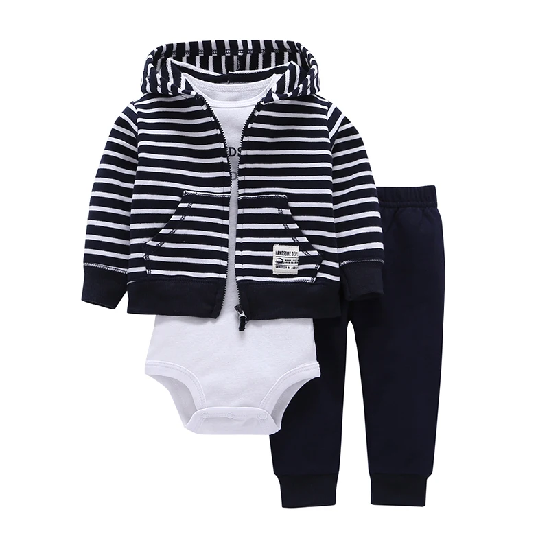 2019 spring autumn baby BOY GIRL CLOTHES SET long sleeve o-neck jacket+pant+rompers newborn outfit infant clothing new born suit | Детская