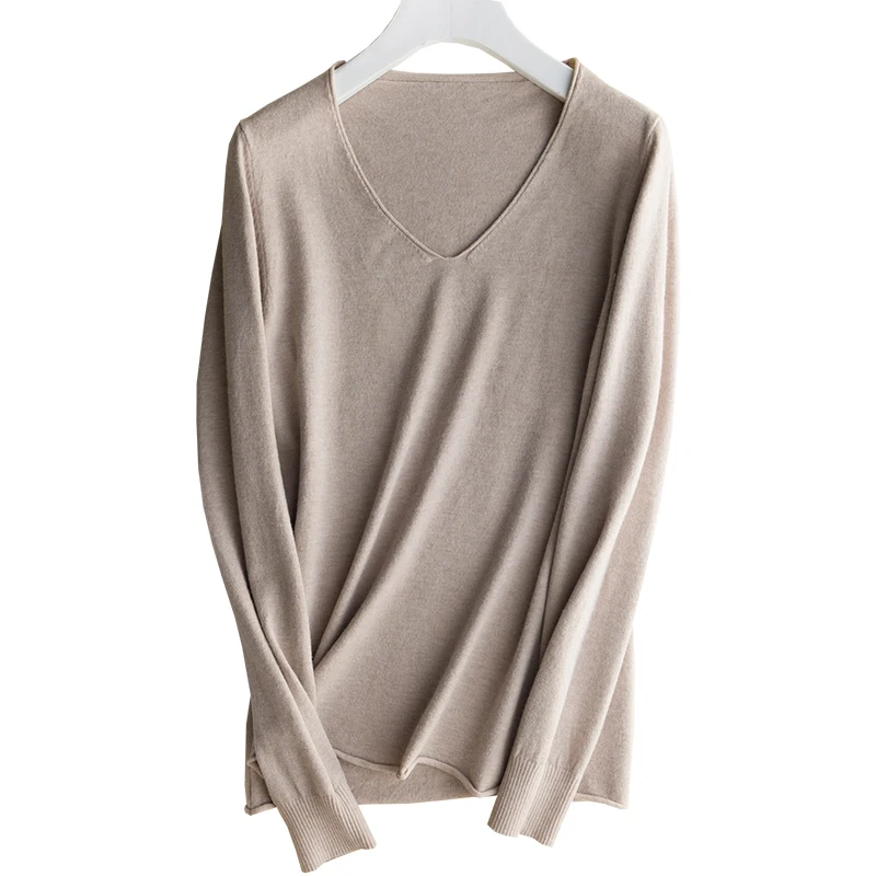 Sexy Wool Sweaters Fashion 2018 Women Casual Long Sleeve V-neck Thin Knitted Jersey Autumn Pullover Sweater Female Jumper Pink | Женская