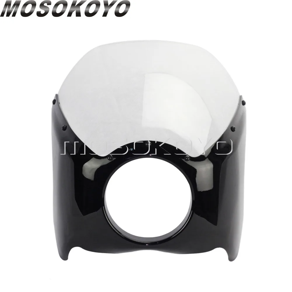 Фара для мотоцикла Cafe Racer 5 75 дюйма глянцевый черный корпус АБС пластик 3/4 передняя
