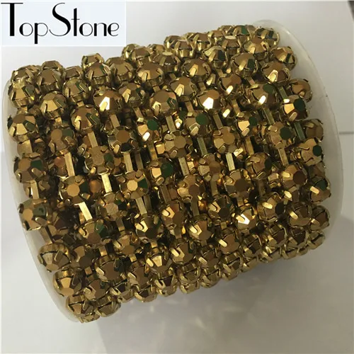 gold hematite Высокое качество, много цветов, ss28, ss38, 45ss хрустальные стразы, круглая цепочка, серебряная основа для ювелирных изделий, изготовления платьев - Цвет: gold hematite