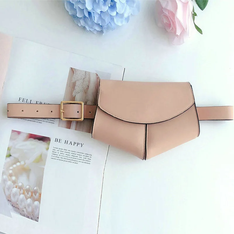 Женская поясная сумка с ремнем мини простая кожаная для девушек