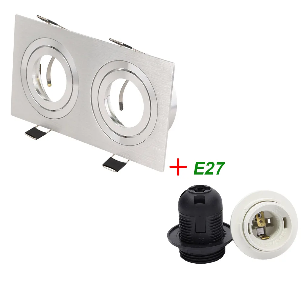 SLF225S2H and E27 Регулируемый квадратный потолочный светодиодный светильник с двойной головкой цокольная основа MR16 GU10 диаметр 50 мм Вращающийся луч внутренний свет аксессуары - Цвет: SLF225S2H and E27