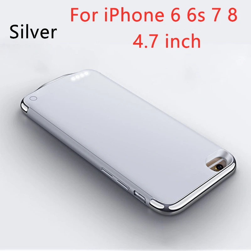 3500 mAh/4000 mAh зарядное устройство чехол для iPhone 6 6s 7 8 power Bank ультра тонкий внешний резервный аккумулятор для iPhone 6 6s 7 8 Plus - Цвет: For 6 6s 7 8-Silver