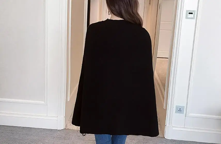 

Cloak shawl jacket female autumn and winter new bat sleeve split sweaters women