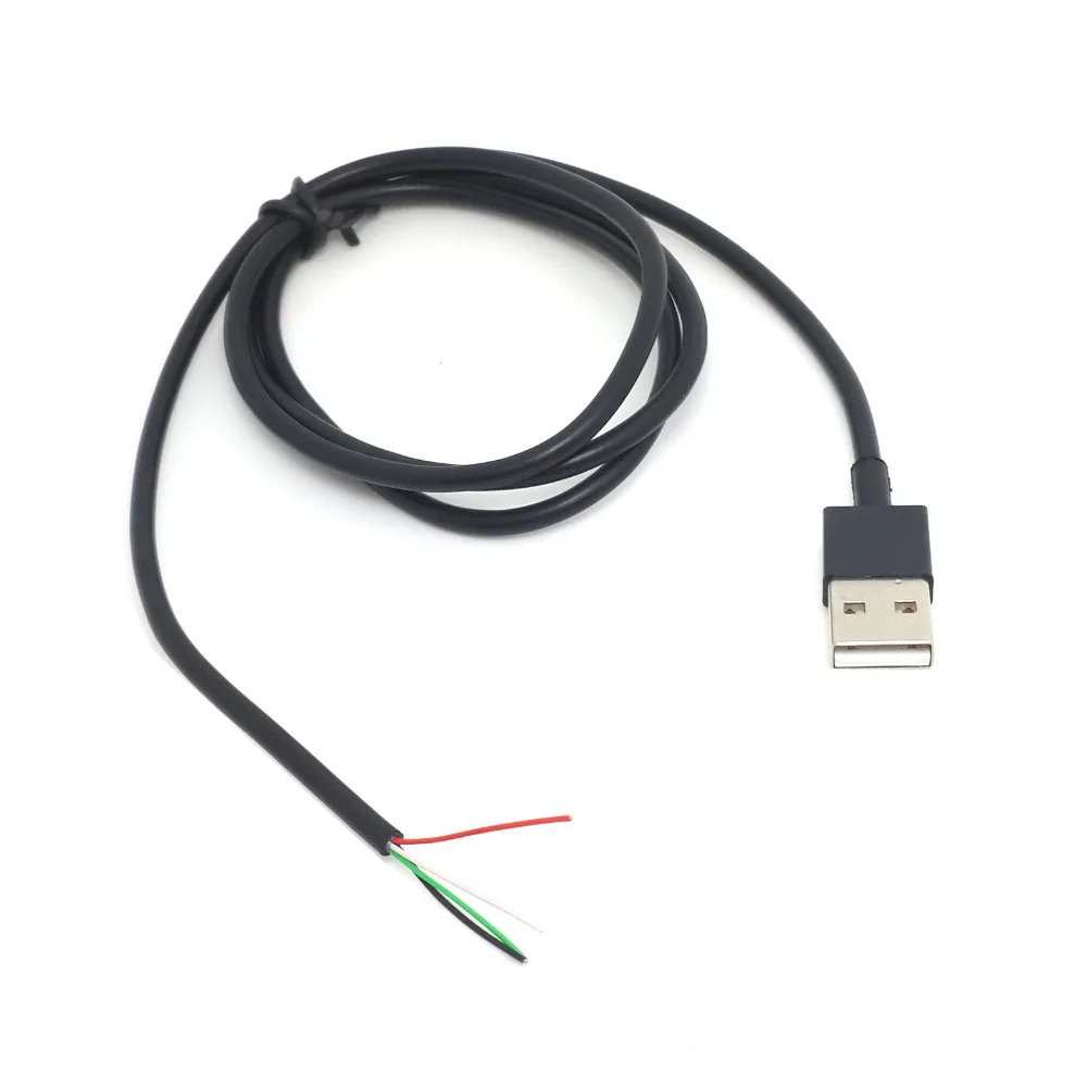 

5pcies/lot USB 2.0 A Type Male to 4 Wires Open Cable for DIY OEM Black Color 80cm