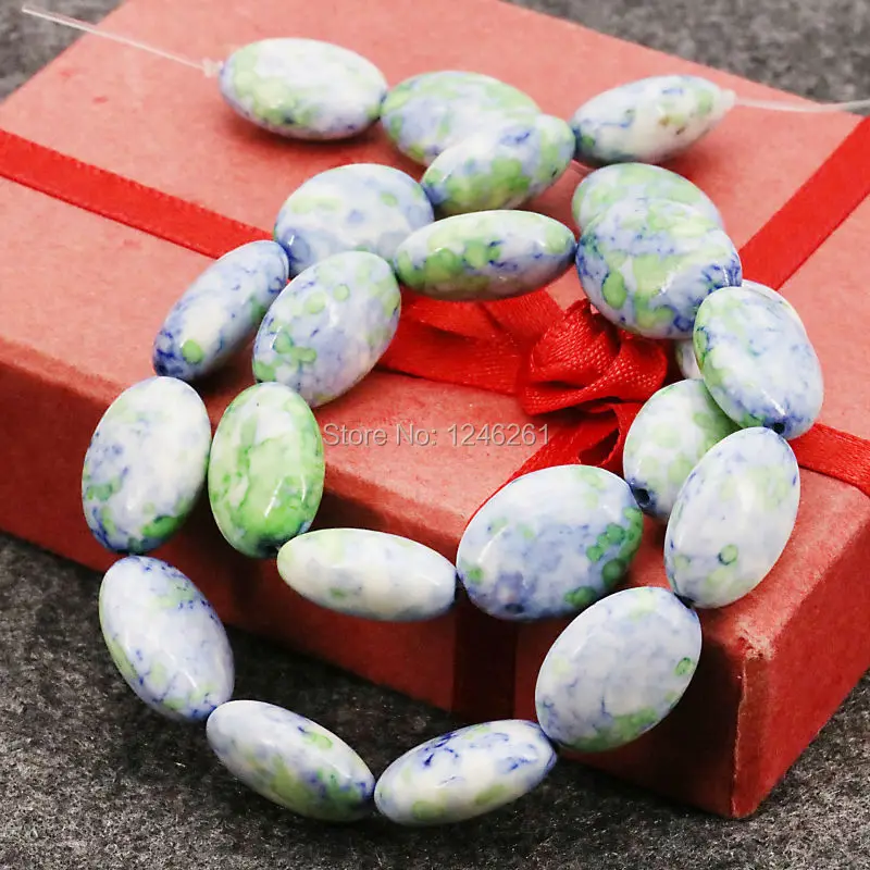 

For Women 13X18mm Multicolor Riverstones Rain Flower Rainbow Natural Stone Ellipse Loose DIY Beads 15inch Girls Jewelry making