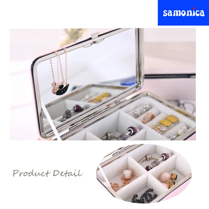 Portable Blue PU Jewelry Box Earrings Ring Necklace Watch Organizer Storage Display | Украшения и аксессуары