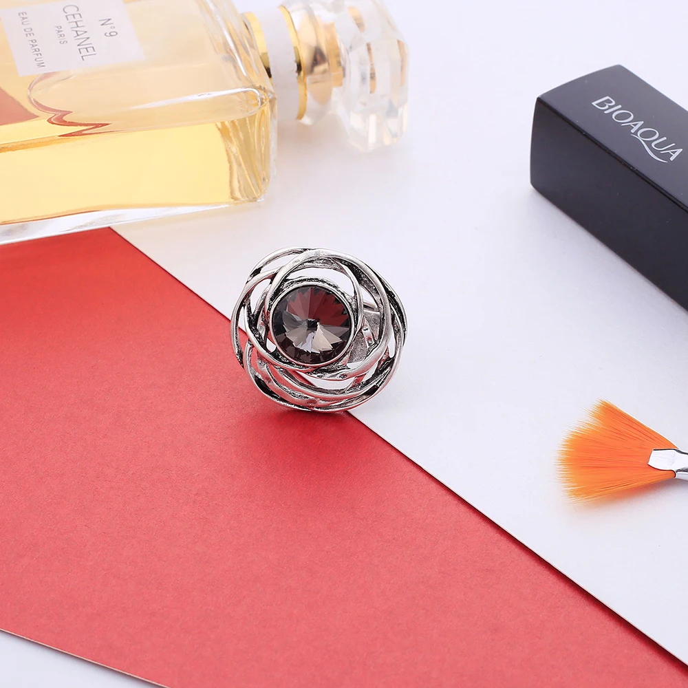 Женское Винтажное кольцо в форме розы стильное регулируемое с круглым