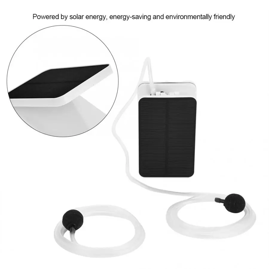 Aquarium Air Pump Oxygenator Aerator 5V/1.45W Solar Powered Waterproof Fish Tank Oxygen Pump for Outdoor Pool Pond Emergency