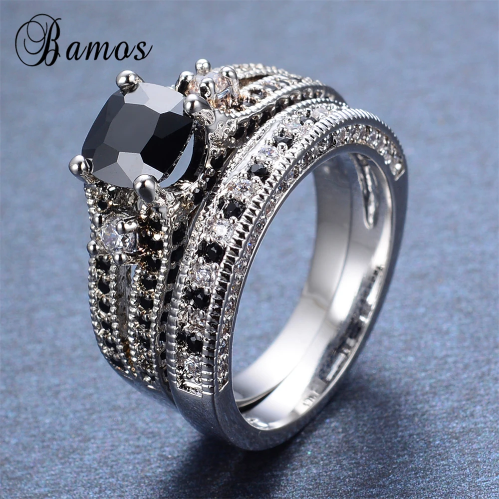 Кольцо обручальное серебряное для мужчин и женщин 2018|fashion ring set|ring setblack set |