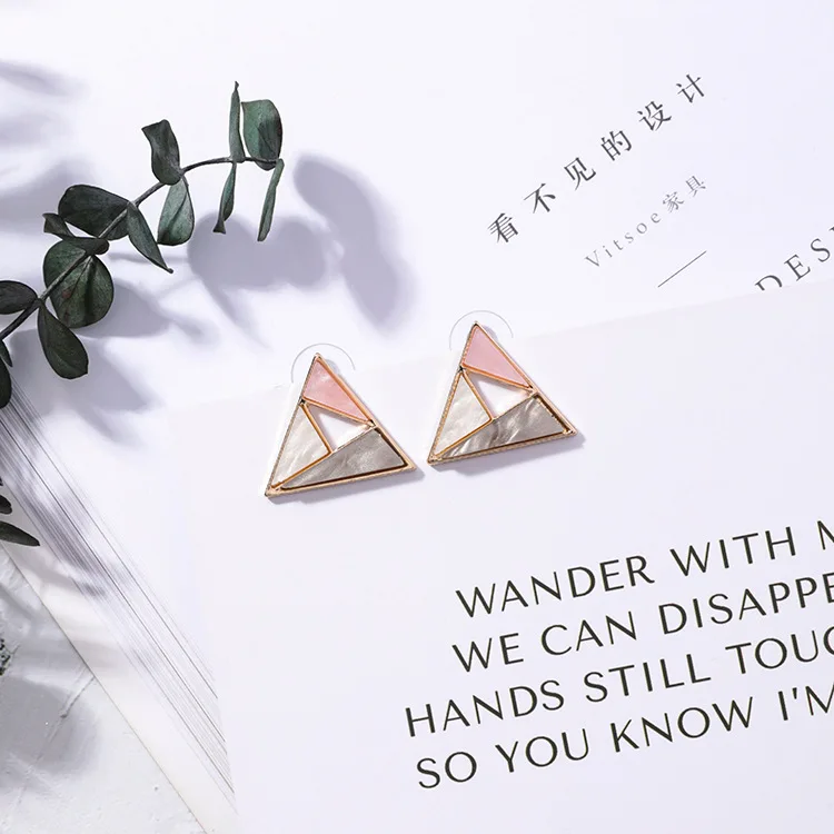 2 pink triangle Корейский уксусная кислота красочные акриловые треугольные квадратные серьги-гвоздики для женщин винтажные полые геометрические Круглые Серьги Brincos - Окраска металла: 2 pink triangle