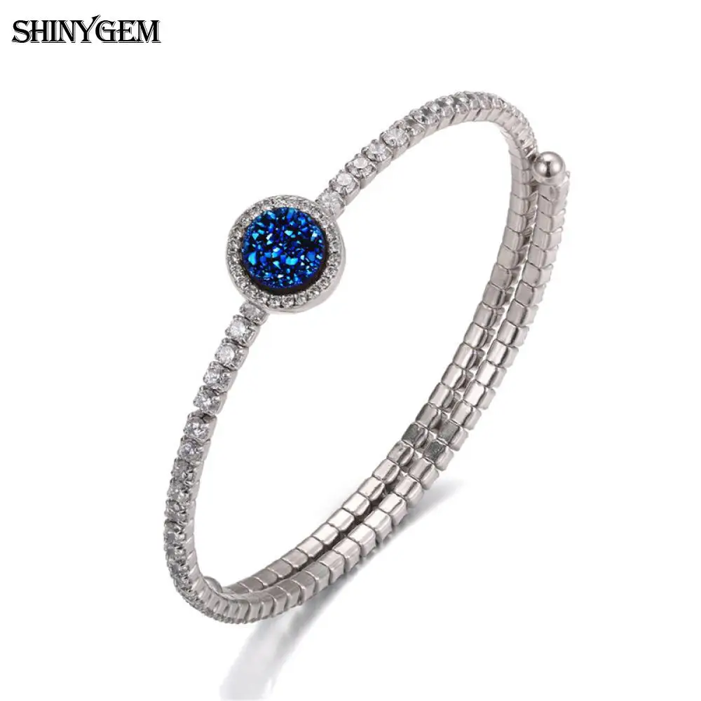 ShinyGem Роскошные регулируемые браслеты из стерлингового серебра 925 пробы с микро