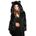 Женская зимняя куртка из искусственного меха, с капюшоном