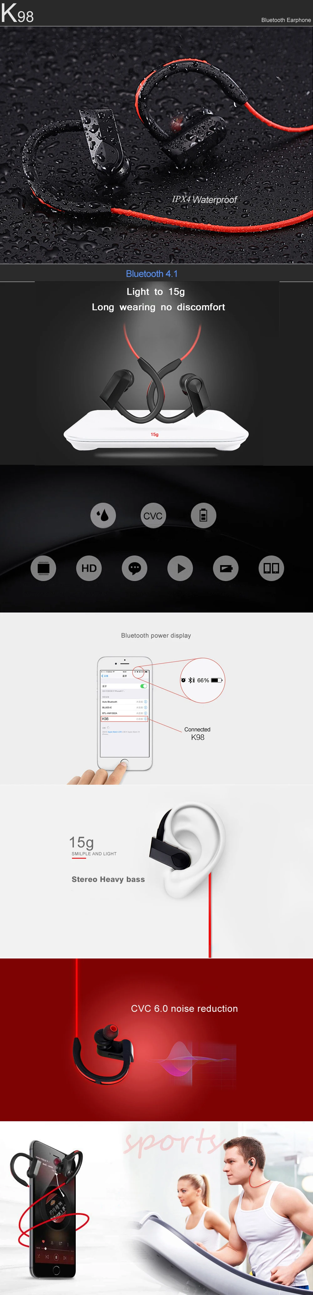 CBAOOO Bluetooth наушники спортивные бас беспроводная гарнитура с микрофоном стерео Bluetooth наушники для iphone телефона