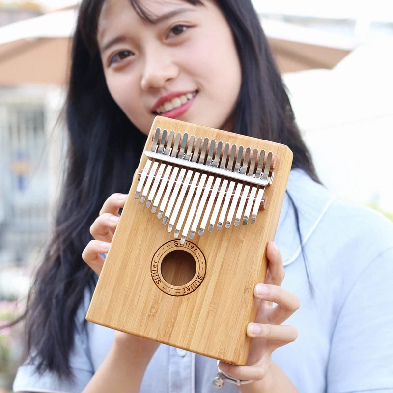 Kalimba Mbira «пианино для больших пальцев» Sanza 17 клавиш, твердый деревянный палец, пианино с сумкой для переноски, нотная тетрадь, музыкальные наклейки со шкалой