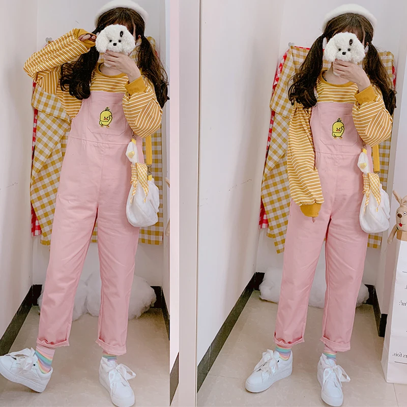 Новый летний комбинезон для женщин в духе колледжа милый с вышивкой утки