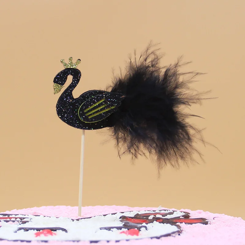 Элегантный белый лебедь Фламинго торт вставленная карта Topper Украшение Ребенка