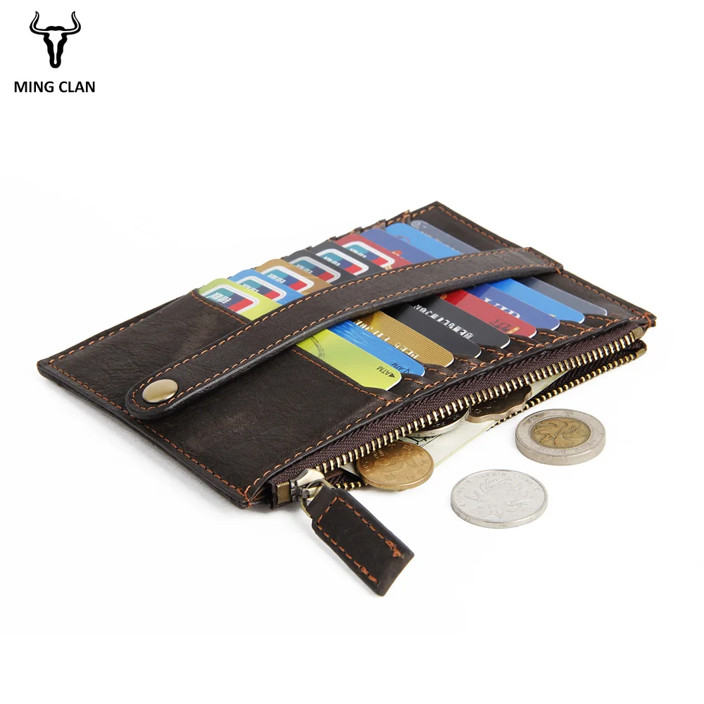 Mingclan Crazy Horse Women Long Wallet Zipper Pocket Card Holder Clutch Wallet Ticket Bank Card Bag Case Coin Purse Credit Card