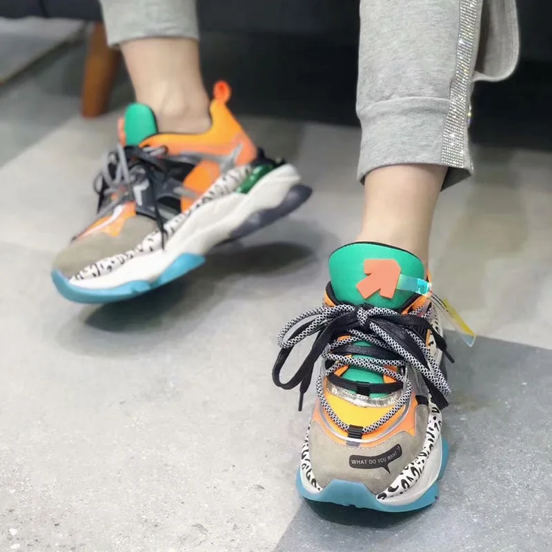 Повседневная обувь Женские кроссовки на платформе из натуральной кожи zapatos de mujer