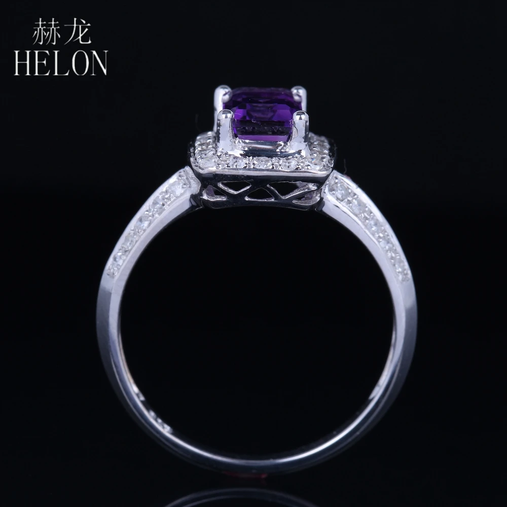 HELON твердое 10K белое золото безупречная Подушка 0.99ct кольцо с натуральным