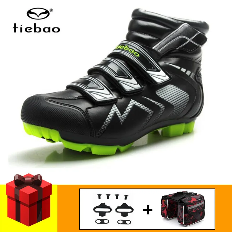 add gift TIEBAO Winter Cycling Shoes men spd pedals sapatilha ciclismo mtb Women Men Racing Bicycle Bike Shoes Self-Locking breathable - Цвет: add gift