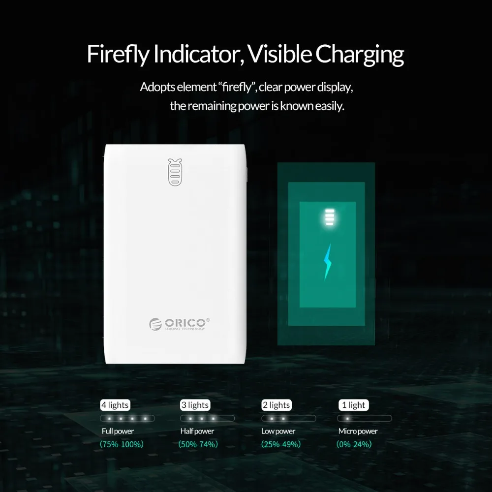 ORICO 6000 мАч Внешний аккумулятор Двойной USB со светодиодным индикатором для iPhone