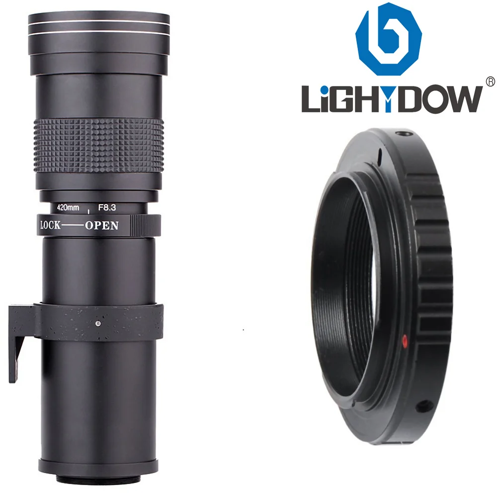 Lightdow 420-800 мм F/8,3-16 супер телеобъектив ручной зум объектив+ T2 адаптер кольцо для Canon DSLR камер EF EF-S Крепление объектива