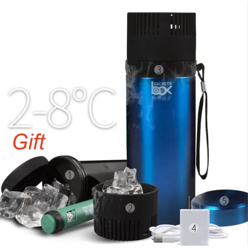 Blue AC240V портативная инсулиновая сумка-холодильник для хранения диабетический инсулиновый охладитель коробка перезаряжаемый холодильник мини холодильник коробка для льда дорожная сумка - Цвет: Blue
