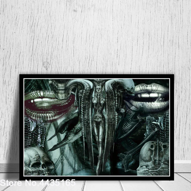 Hr Giger Li II плакат Alien Dark Evil абстрактные плакаты и принты на холсте настенная художественная картина для гостиной домашний декор - Цвет: Зеленый