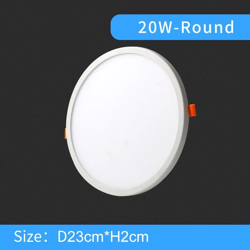 20W-Round Светодиодный панельный светильник, ультра тонкий встраиваемый светильник s 6 Вт 8 Вт 15 Вт 20 Вт 220 в 230 В круглый квадратный потолочный панельный светильник - Испускаемый цвет: 20W-Round