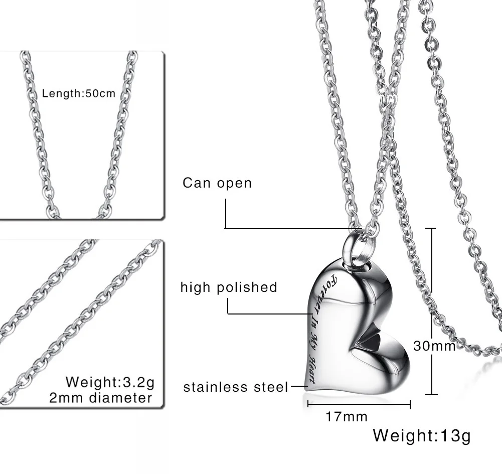 Кулон Vnox Can с открытым сердцем для женщин гравировкой &quotForever In My Heart Necklace&quot из