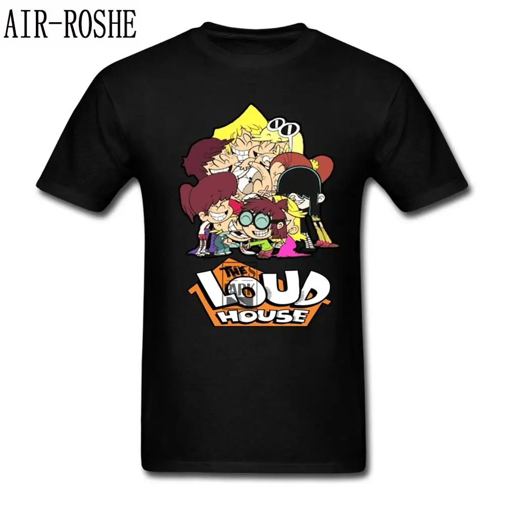 Уличная одежда футболка с надписью The Loud House мужские футболки круглым вырезом и