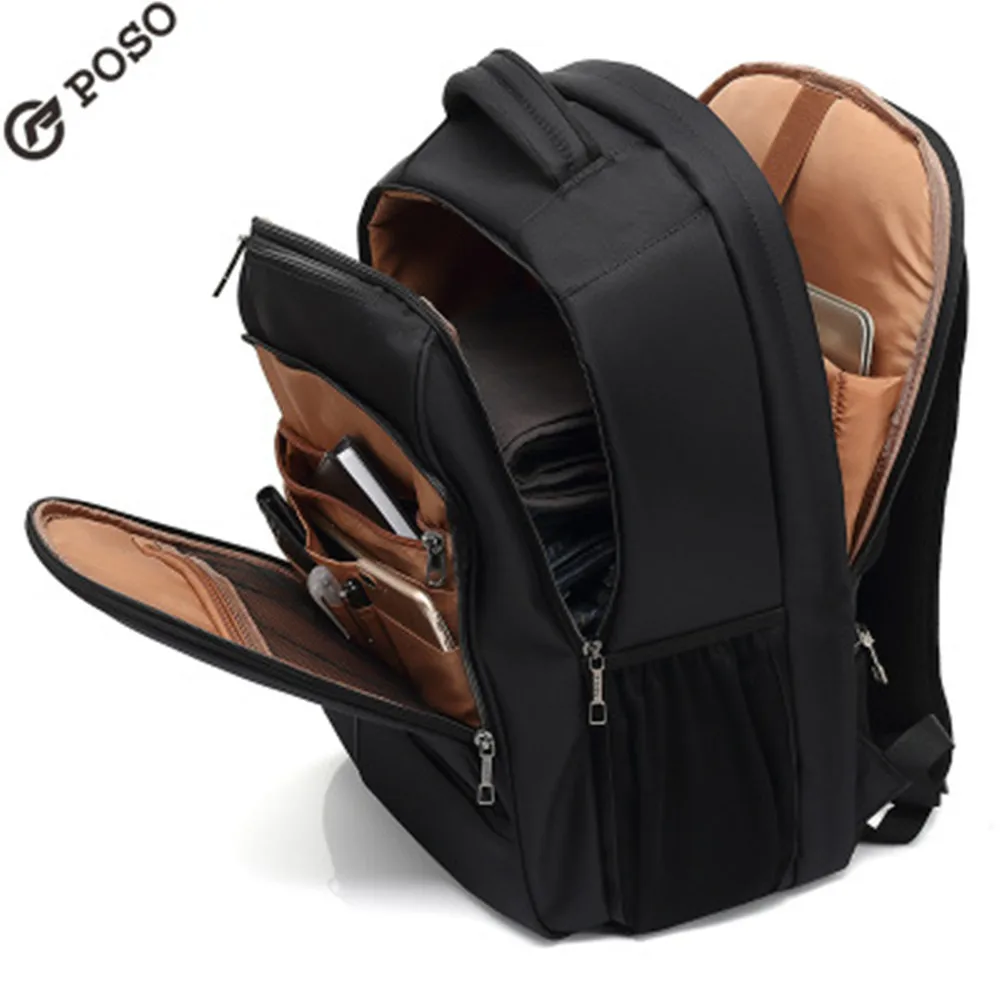 

POSO Backpack 17.3 Inch Laptop Backpack Fashion Business Travel Backpack Nylon Waterproof Anti-theft Backpack Multilayer Bag