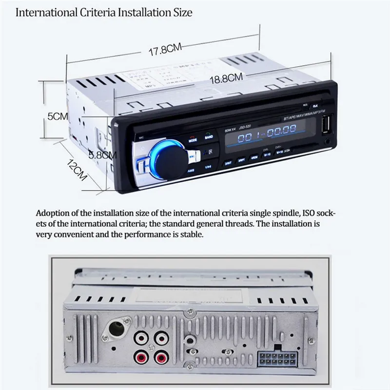 Автомагнитола JSD520 12 В Bluetooth V2.0 1 Din FM Aux|car radio player|car stereocar |