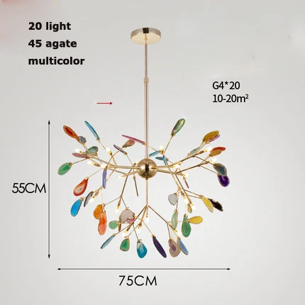 20light G4 led железные в стиле постмодерн Агатовая люстра светлячок. Люстра освещение подвесной светильник Lampen Lustre для столовой фойе - Цвет абажура: 20light