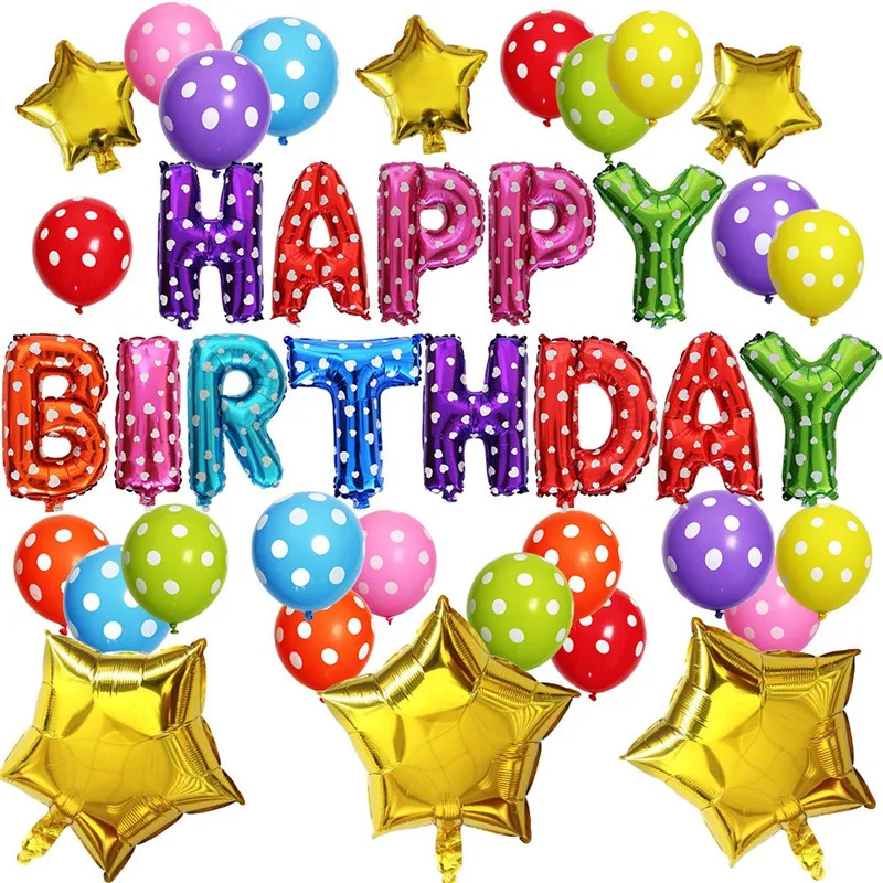 40 шт./лот воздушный шар 16 дюймов с надписью Happy Birthday вечерние DIY украшения для