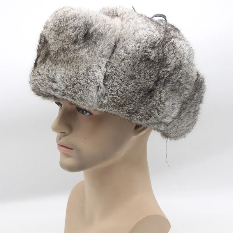 Jkp natural rabbit hair Lei Feng hat men's hat autumn and winter warm thickened Fur Real rabbit hair ear cap