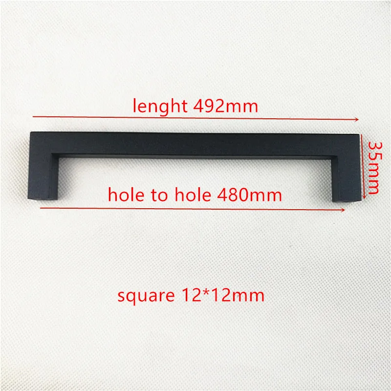 1212 480mm Диаметр 10 мм матовый черный 12 мм золотой цвет sqaure 12*12 мм черная дверца кухонного шкафа Ручка из нержавеющей стали "~ 24" - Цвет: 1212 480mm