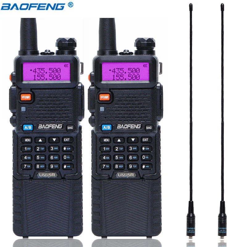 2 шт. Baofeng UV-5R 3800 мАч рация 5 Вт Двухдиапазонная UHF 400-520 МГц VHF 136-174 МГц двухсторонняя рация+ NA-771 антенна