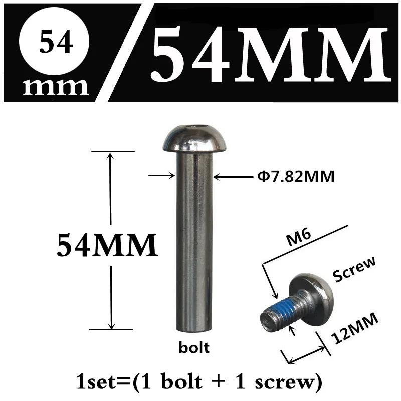 54mm M6 и 8*29 31 33 39 42 45 50 54 57 78 мм скутеры роликовые коньки горный велосипед амортизаторы гайки и болты винты 1 комплект - Цвет: 54mm
