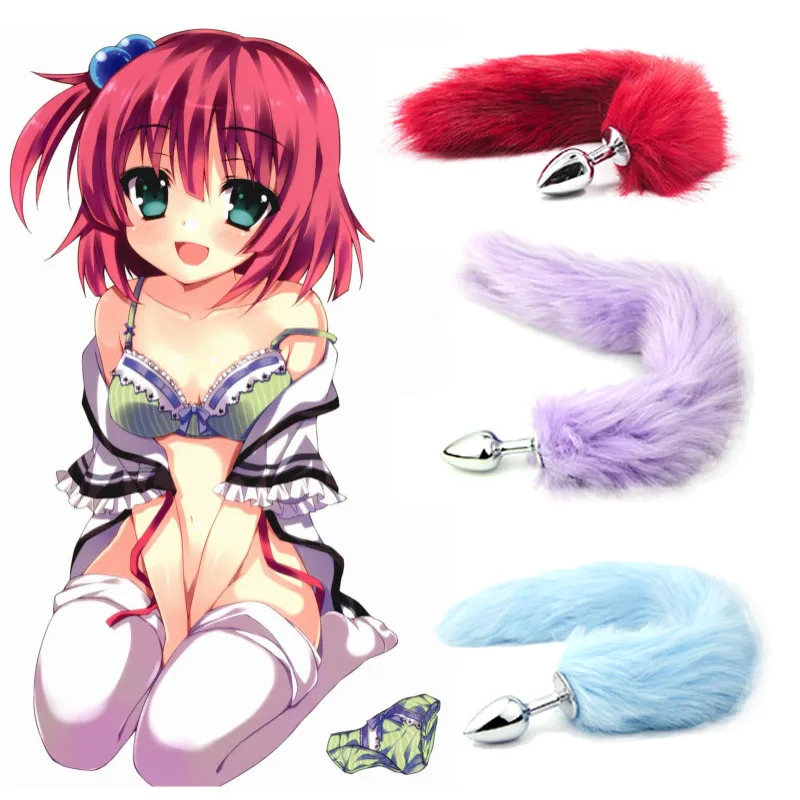 Ментальный плюшевый мяч Кролик хвост Анальная пробка из нержавеющей стали