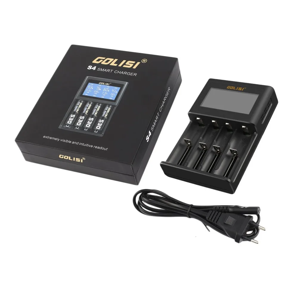 GOLISI 2 слота/4 слота 2A смарт-зарядное устройство с ЖК-дисплеем для зарядки