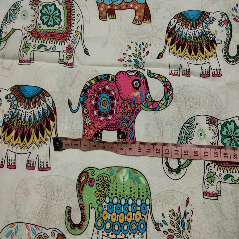 Fashion lucky colorful elephants printed cotton spandex fabric 50x140cm Bedding Quilting Clothing DIY | Дом и сад